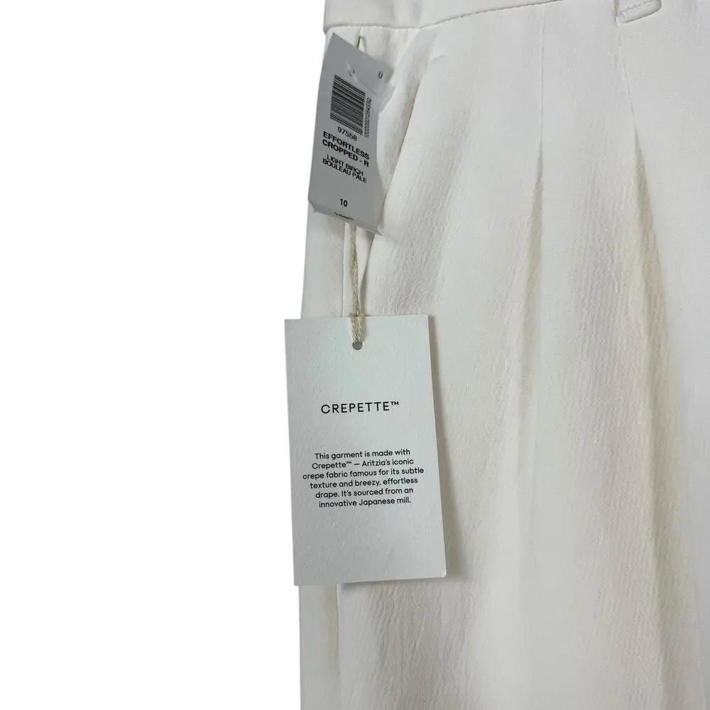 Aritzia Wide Leg Cropped Linen Pants in Light Beige